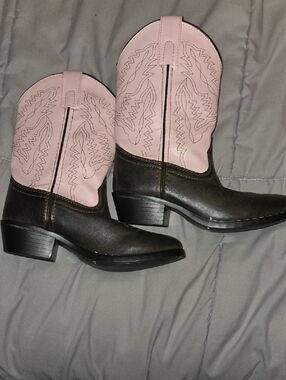 Kids Two-Tone Pink and Brown Western Boots